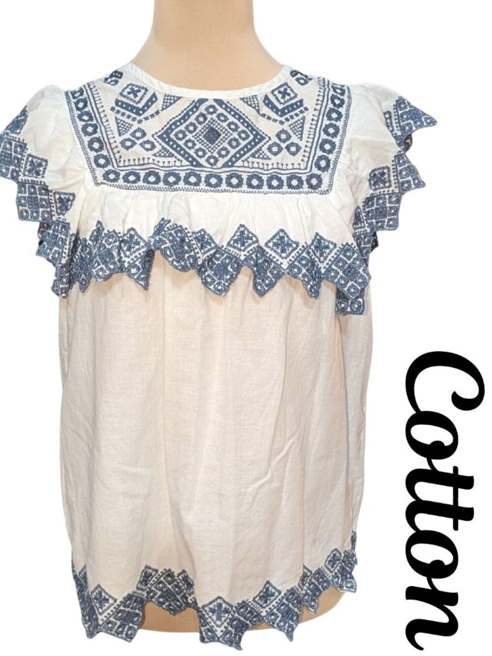 Jennifer Grace Embroidered 100% Cotton Blouse